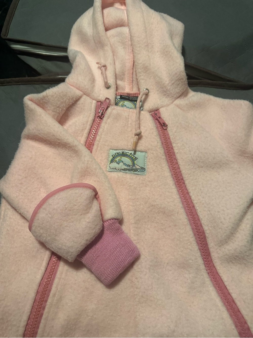 Pink double zip warm body suit